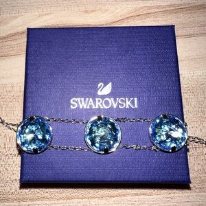Swarovski Long silver blue stone necklace